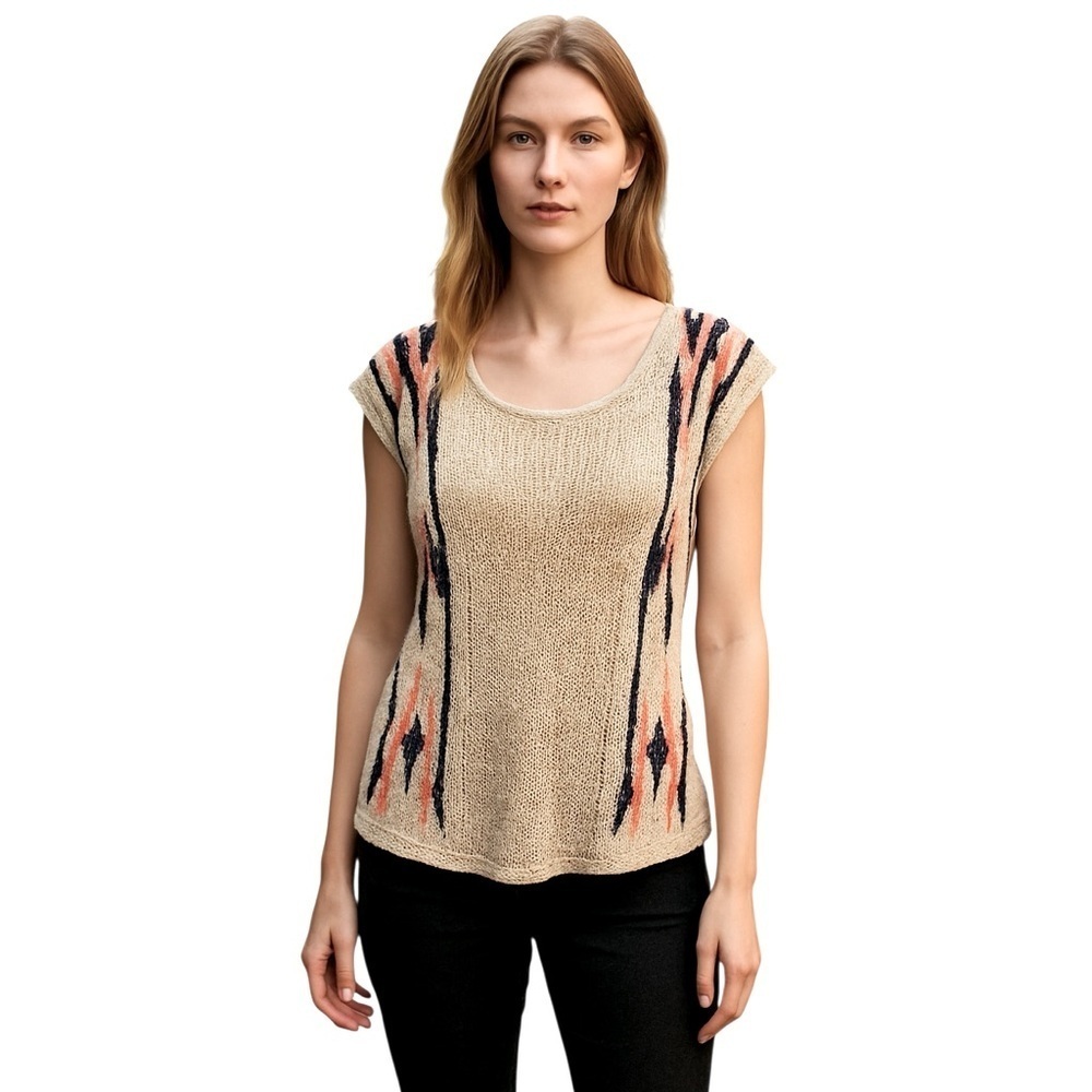 Sanctuary Boyfriend Sweater Vest in Chalk with Black. Size S #1696